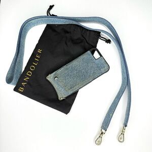 Bandolier Denim Crossbody iPhone 7/8/SE Case with Strap – Blue, Worn Condition